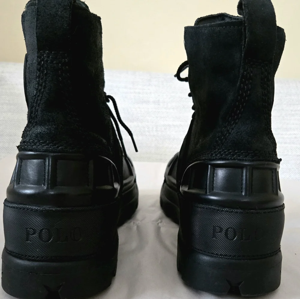 NWOB POLO RALPH LAUREN Men's   Black Waterproof Leather-Suede  Boots Size:11 - Picture 8 of 13
